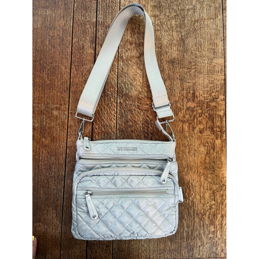 MZ Wallace silver Cosby Crossbody quilted